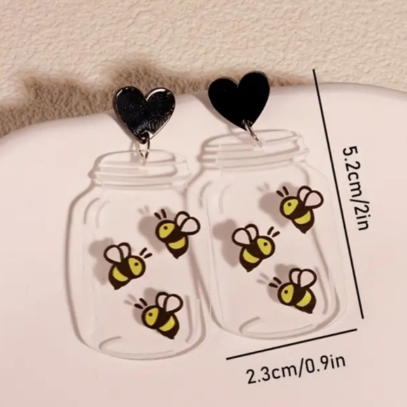 Clear Acrylic Bee Earrings - Picture 4 of 5
